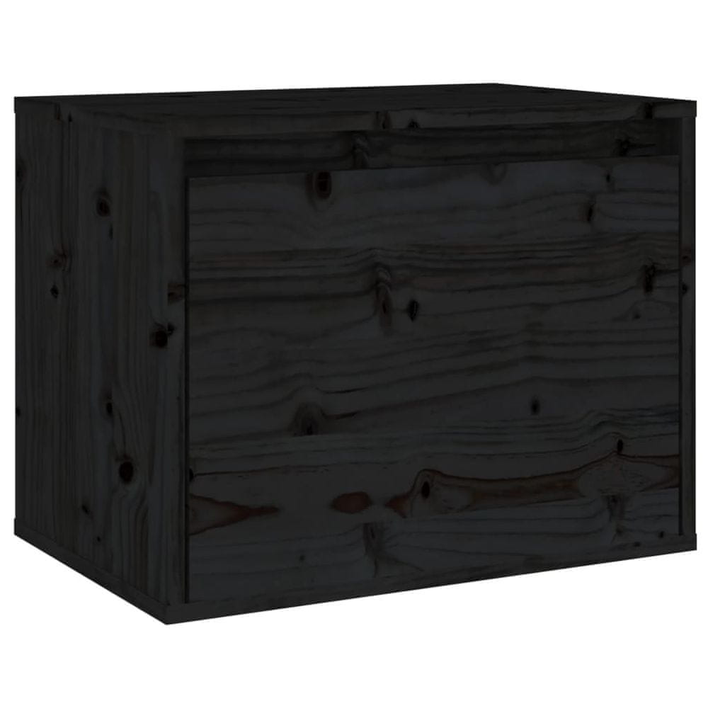 Vidaxl Nástenná skrinka čierna 45x30x35 cm masívne borovicové drevo